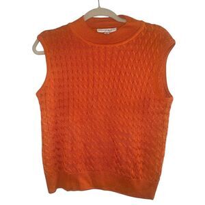 ✨Griffith Gray for St. John Cable Knot Sleeveless Crewneck Orange Sz M Sweater✨